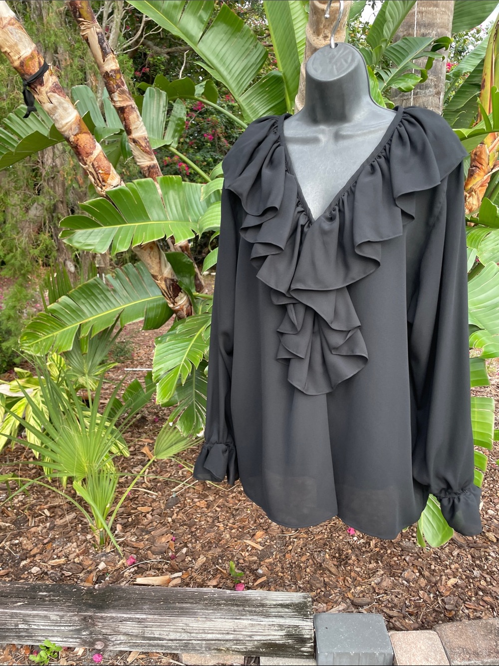 ruffled puff sleeve blouse